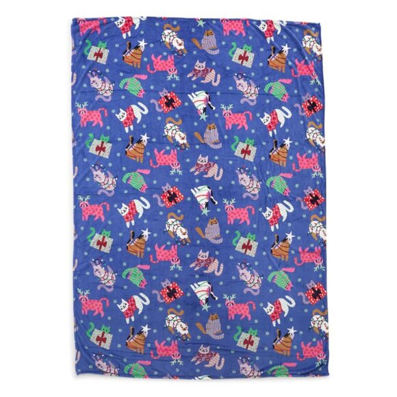 NWT Vera Bradley CATNIP CHRISTMAS Oversized Cat Throw Blanket - Picture 2 of 5